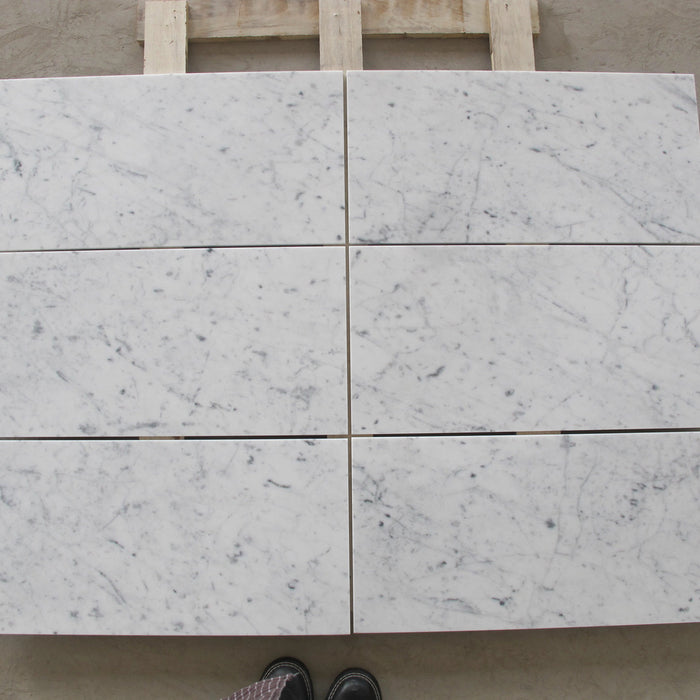 White Carrara CD Honed Marble Tile - 12" x 24" x 3/8"