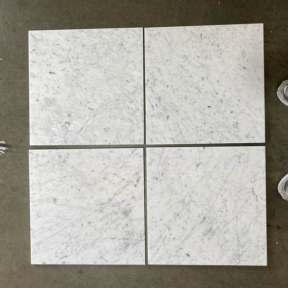 White Carrara CD Honed Marble Tile - 18" x 18" x 3/8"