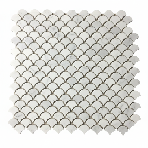White Carrara Marble Mosaic - 3/4" Mini Fan Honed