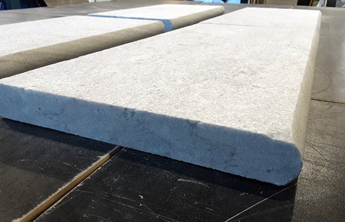 White  Slate Bullnose Pool Coping - 12" x 24" Flamed & Brushed