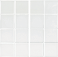 Full Sheet Sample - Aquatica Crystal White Glass Mosaic - 3" X 3" Glossy