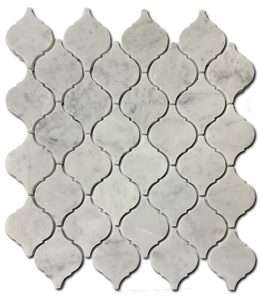 White Carrara Polished Marble Mosaic - 2" x 2" Lantern x 3/8"