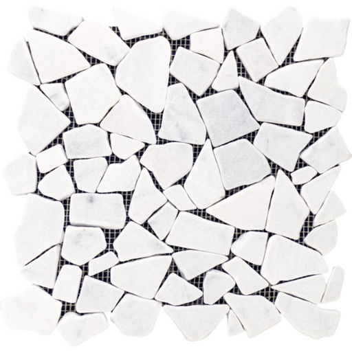 White Carrara Marble Pebble - Flat Tumbled