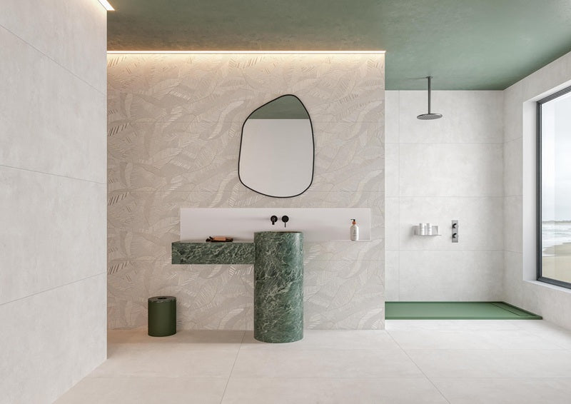 Tinsel Porcelain White Leaf NAVTINS Tile Glossy 2