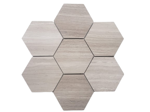 White Wood Honed Marble Tile - 6" x 6"