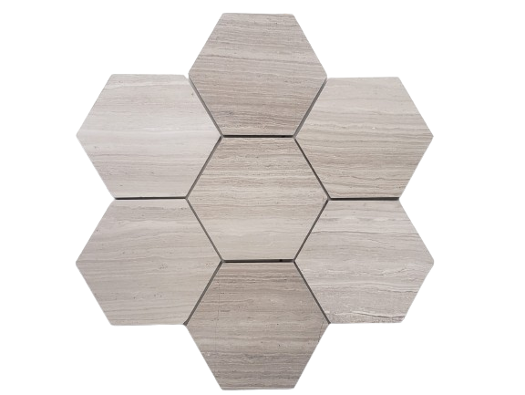 White Wood Honed Marble Tile - 6" x 6"