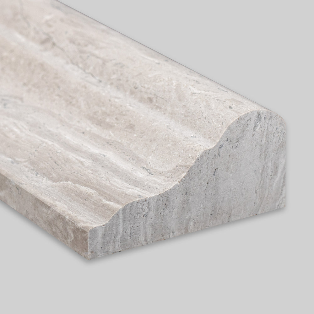 White Wood Honed Marble Liner - 2" x 12" F5 Chair Rail