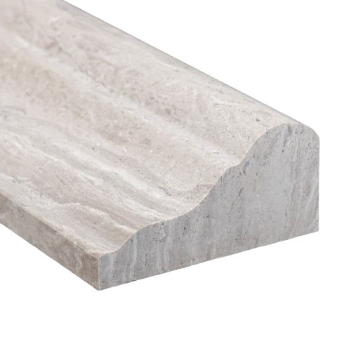 White Wood Honed Marble Liner - 2" x 12" F5 Chair Rail