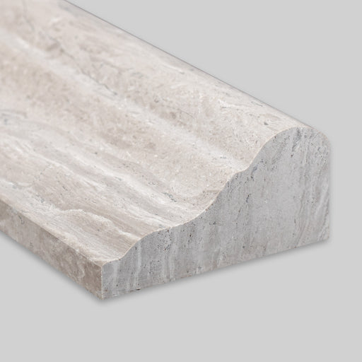 White Wood Honed Marble Liner - 2" x 12" F5 Chair Rail