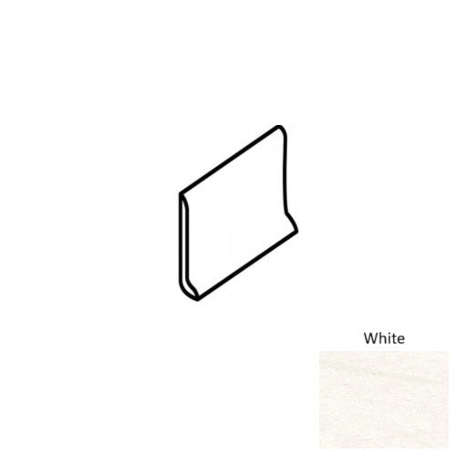 Basaltine White Porcelain Floor & Wall Trim - 6" x 12" Rounded Top Cove Base