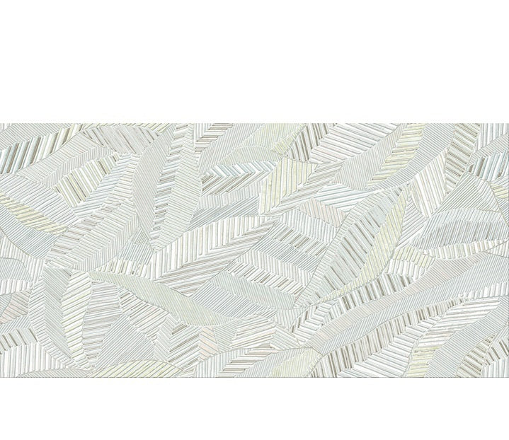 Tinsel Porcelain White Leaf NAVTINS Tile Glossy 1