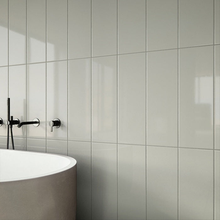 Color Wheel Linear Desert Gray Ceramic Tile - Glossy