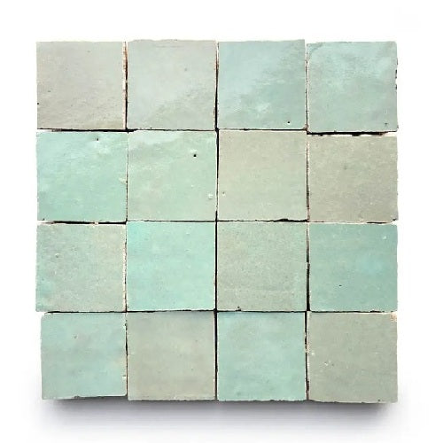 Full Tile Sample - Zellige Absinthe Clay Tile - 2" x 2" x 3/8" Glazed