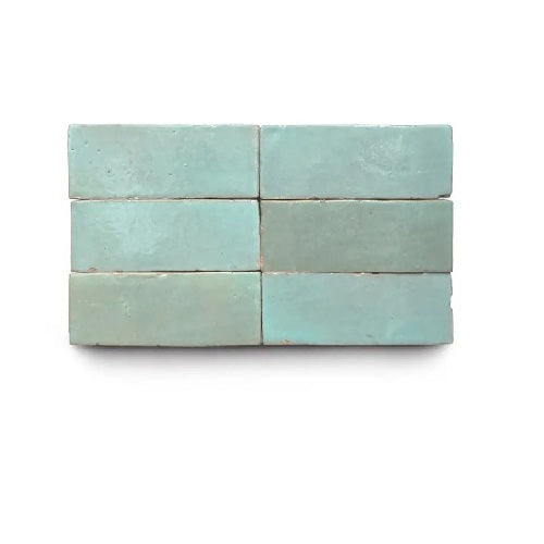 Full Tile Sample - Zellige Absinthe Clay Tile - 2" x 6" x 3/4" Glazed
