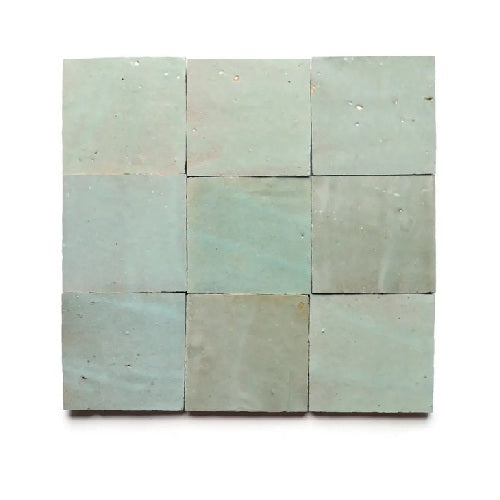 Full Tile Sample - Zellige Absinthe Clay Tile - 4" x 4" x 3/8" Glazed