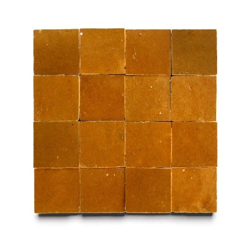 Full Tile Sample - Zellige Amber Clay Tile - 2" x 2" x 3/8" Glazed