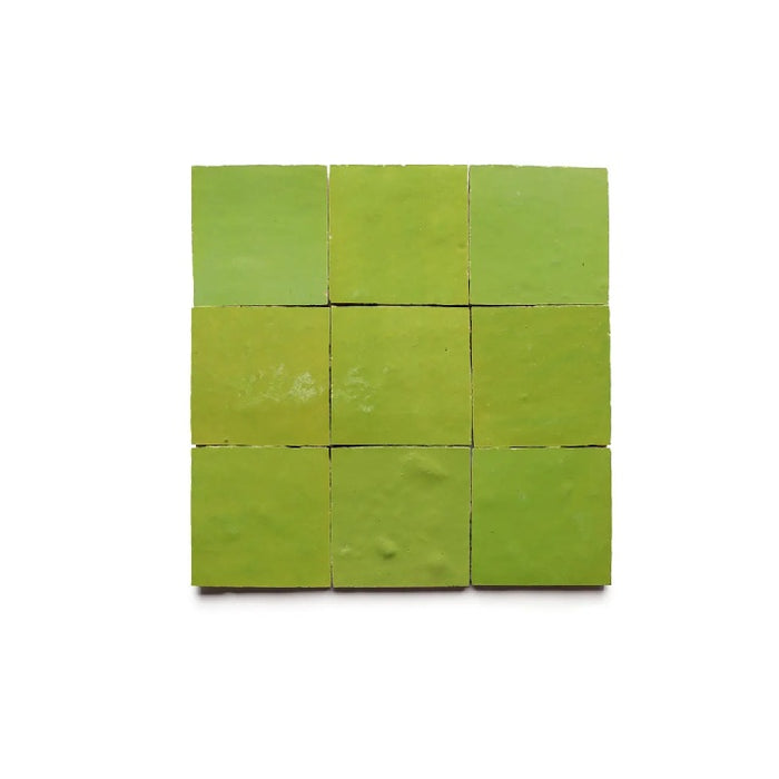 Full Tile Sample - Zellige Avocado Clay Tile - 4" x 4" x 3/8" Glazed