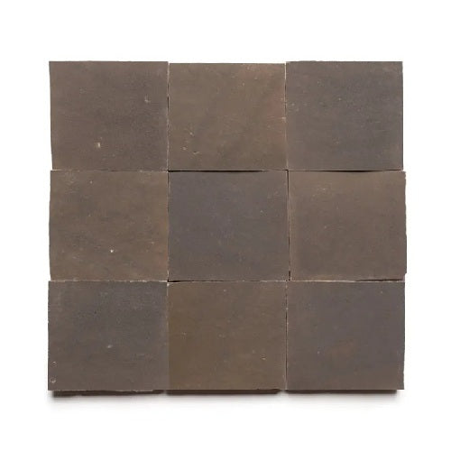 Full Tile Sample - Zellige Brownstone Clay Tile - 4" x 4" x 3/8" Glazed