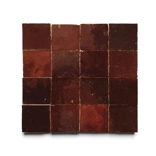 Full Tile Sample - Zellige Burnt Sugar Clay Tile - 2" x 2" x 3/8" Glazed