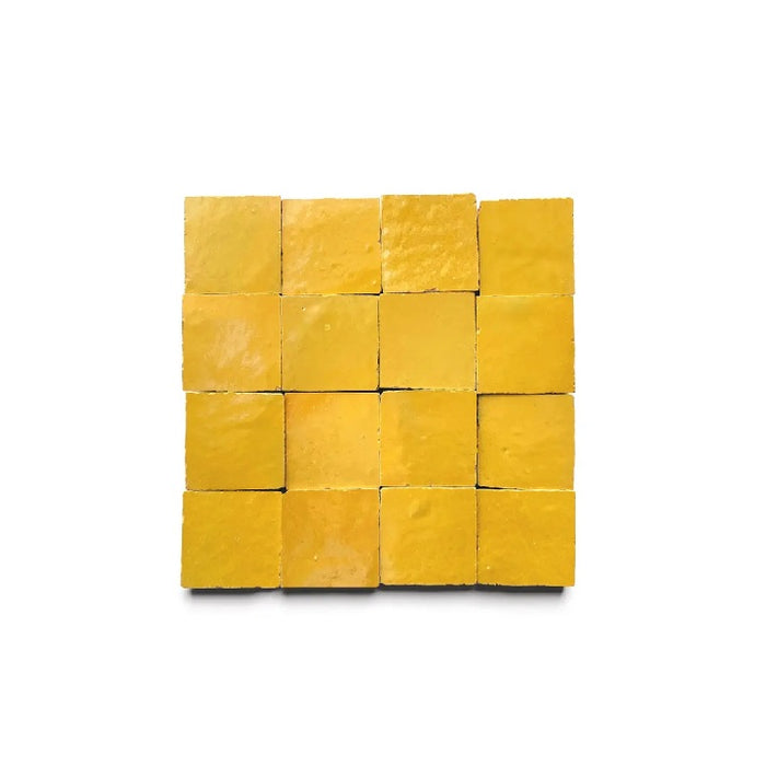 Full Tile Sample - Zellige Cadmium Clay Tile - 2" x 2" x 3/8" Glazed
