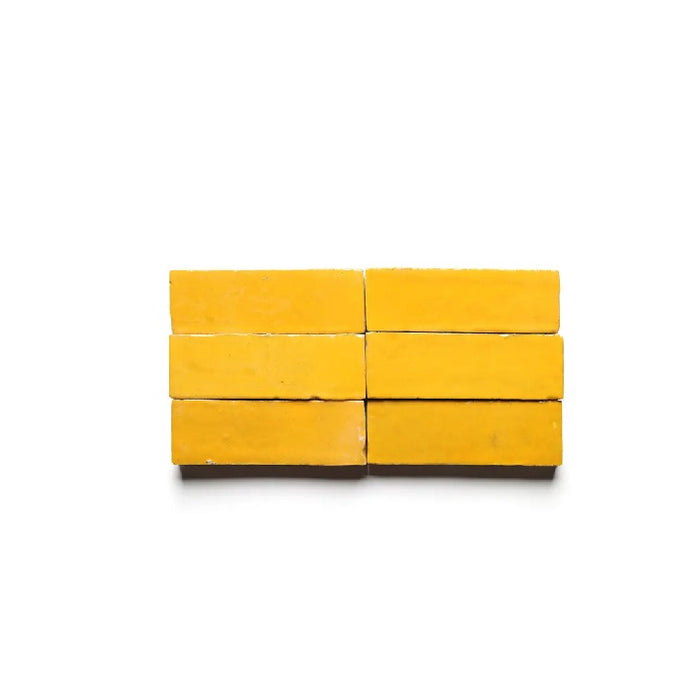 Full Tile Sample - Zellige Cadmium Clay Tile - 2" x 6" x 3/4" Glazed