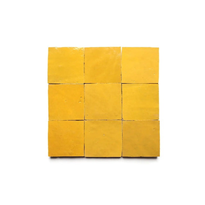 Full Tile Sample - Zellige Cadmium Clay Tile - 4" x 4" x 3/8" Glazed