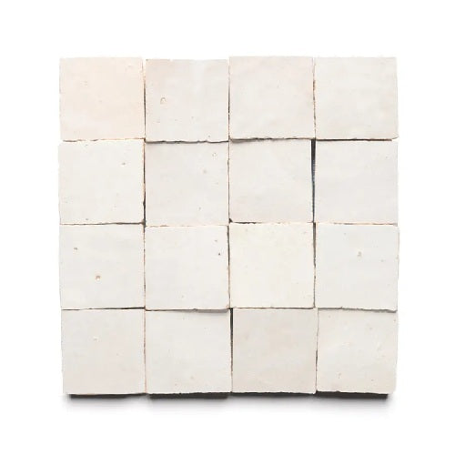 Full Tile Sample - Zellige Casablanca Clay Tile - 2" x 2" x 3/8" Glazed