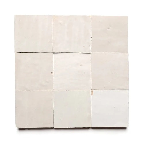 Full Tile Sample - Zellige Casablanca Clay Tile - 4" x 4" x 3/8" Glazed