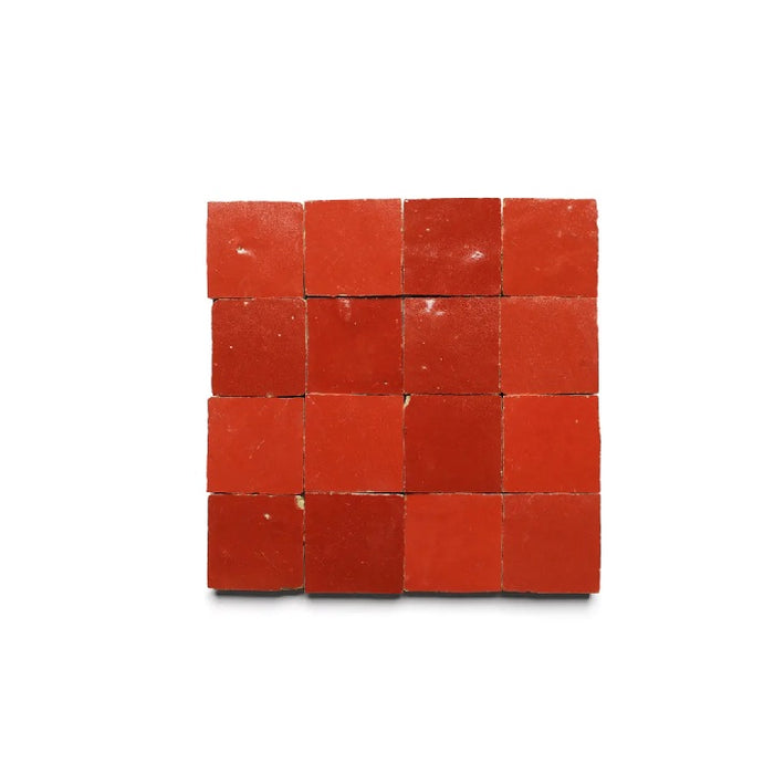 Full Tile Sample - Zellige Cayenne Clay Tile - 2" x 2" x 3/8" Glazed