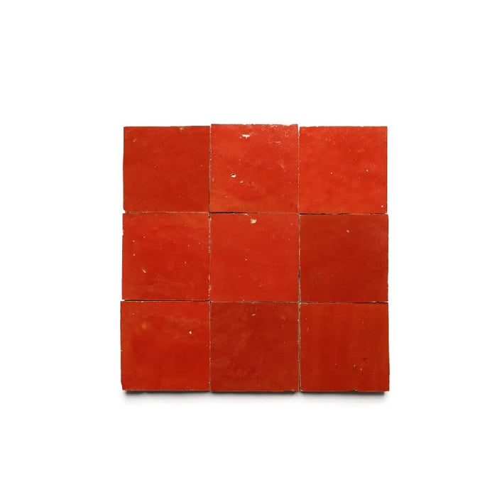 Full Tile Sample - Zellige Cayenne Clay Tile - 4" x 4" x 3/8" Glazed