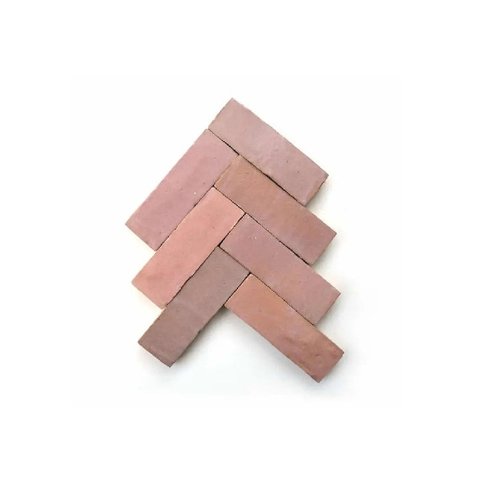 Full Tile Sample - Zellige Dessert Bloom Clay Tile - 2" x 6" x 3/4" Glazed