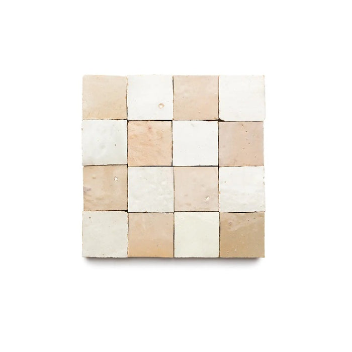 Full Tile Sample - Zellige Earth Casablanca Checkerboard Clay Tile - 2" x 2" x 3/8" Glazed