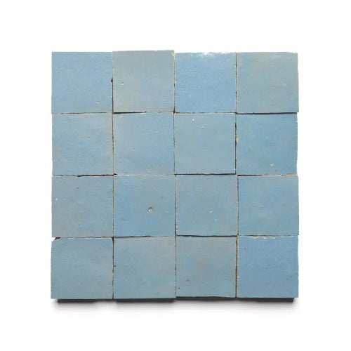 Full Tile Sample - Zellige Maya Blue Clay Tile - 2" x 2" x 3/8" Glazed