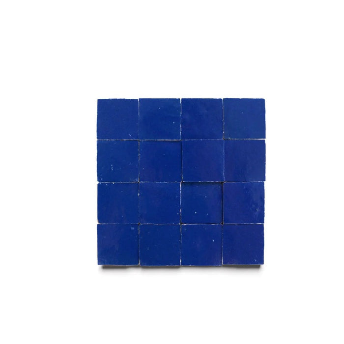 Full Tile Sample - Zellige Moroccan Blue Clay Tile - 2" x 2" x 3/8" Glazed