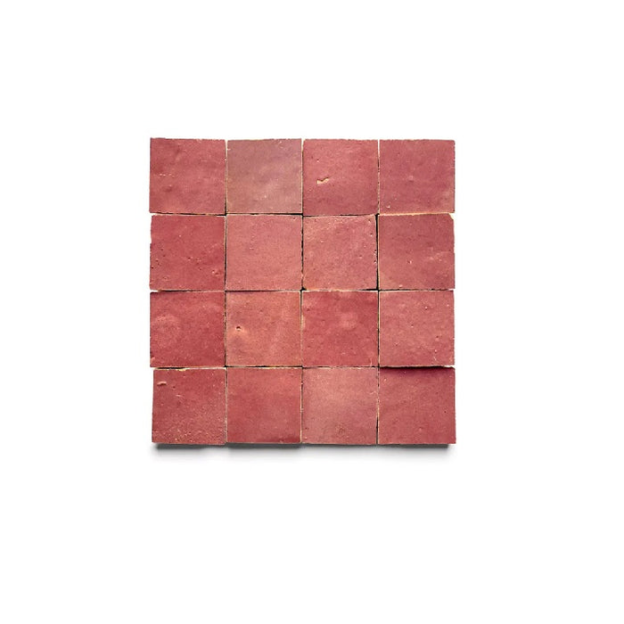 Full Tile Sample - Zellige Nana's Lipstick Clay Tile - 2" x 2" x 3/8" Glazed