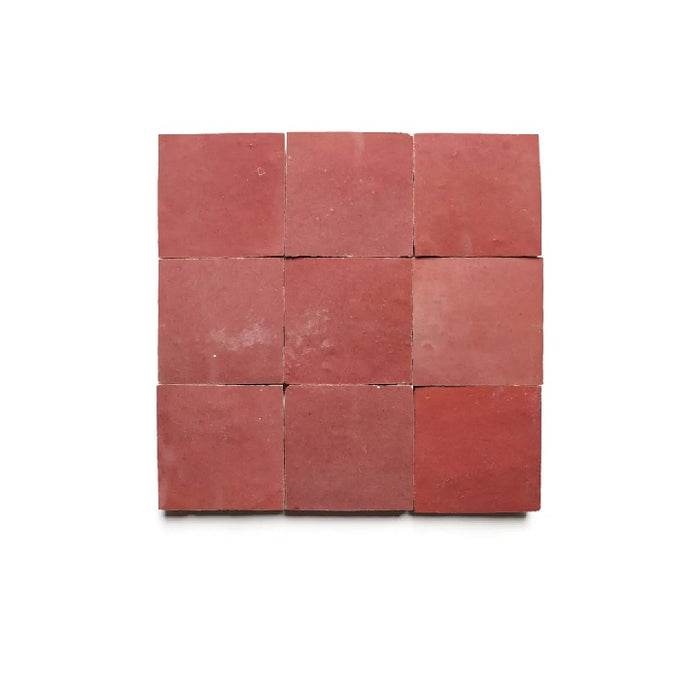 Full Tile Sample - Zellige Nana's Lipstick Clay Tile - 4" x 4" x 3/8" Glazed