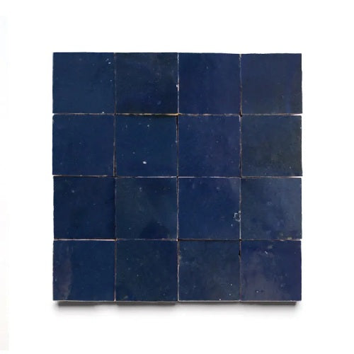 Full Tile Sample - Zellige Night Blue Clay Tile - 2" x 2" x 3/8" Glazed