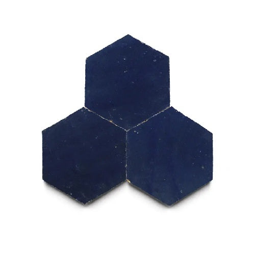 Full Tile Sample - Zellige Night Blue Clay Tile - 2" x 6" x 3/4" Glazed