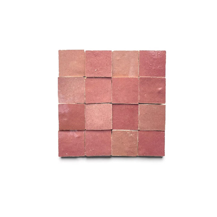 Full Tile Sample - Zellige Pietro Pink Clay Tile - 2" x 2" x 3/8" Glazed