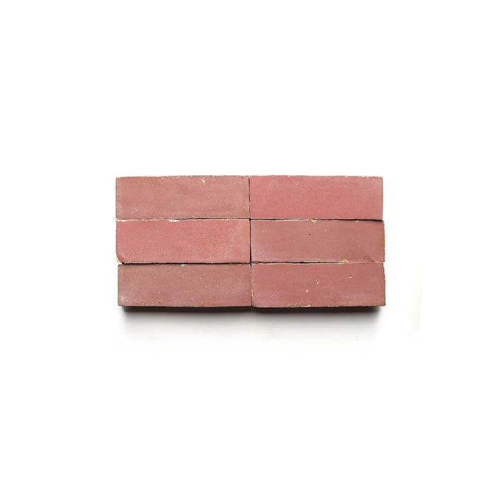 Full Tile Sample - Zellige Pietro Pink Clay Tile - 2" x 6" x 3/4" Glazed
