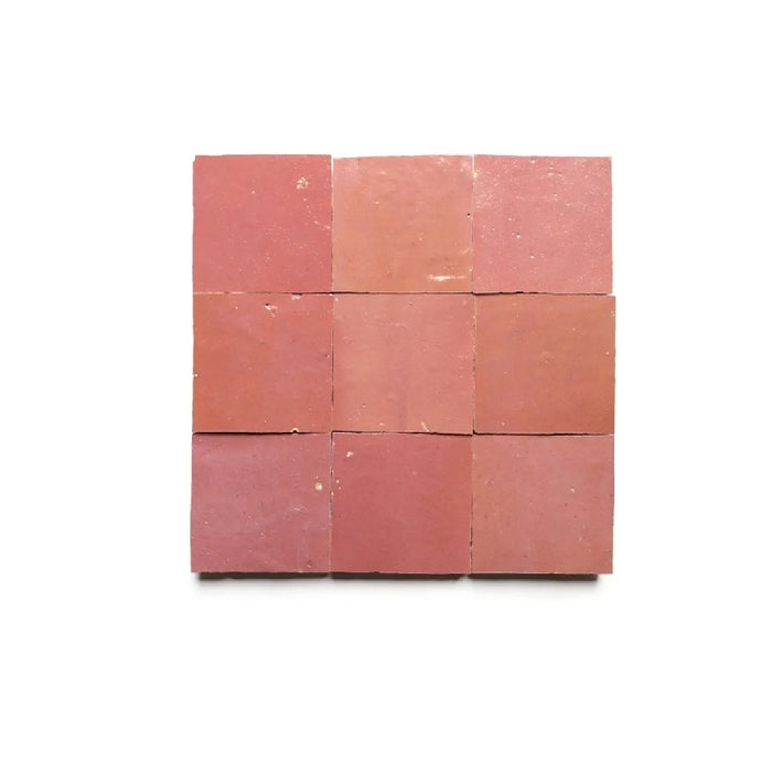Full Tile Sample - Zellige Pietro Pink Clay Tile - 4" x 4" x 3/8" Glazed