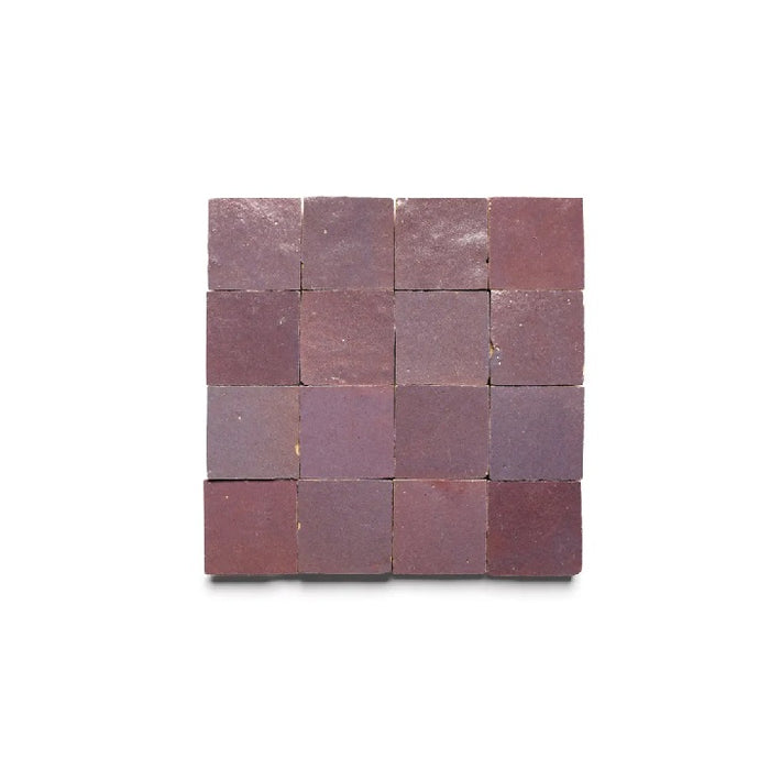 Full Tile Sample - Zellige Plum Clay Tile - 2" x 2" x 3/8" Glazed