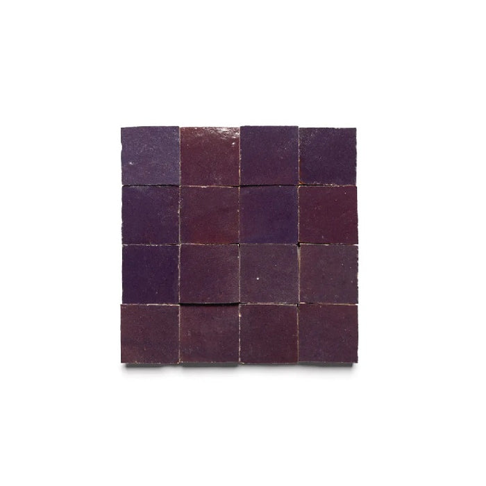 Full Tile Sample - Zellige Purple Iris Clay Tile - 2" x 2" x 3/8" Glazed