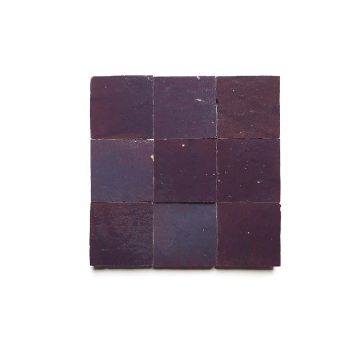 Full Tile Sample - Zellige Purple Iris Clay Tile - 4" x 4" x 3/8" Glazed