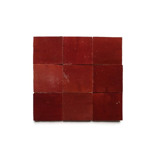 Full Tile Sample - Zellige Rouge Clay Tile - 4" x 4" x 3/8" Glazed