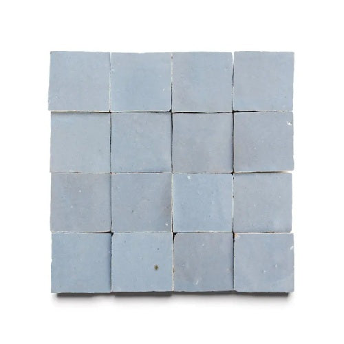 Full Tile Sample - Zellige Skylight Clay Tile - 2" x 2" x 3/8" Glazed