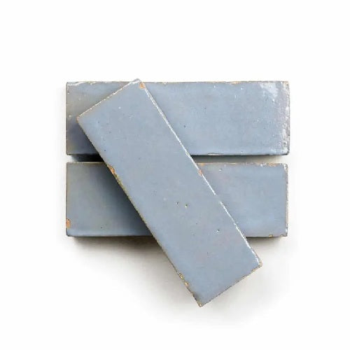 Full Tile Sample - Zellige Skylight Clay Tile - 2" x 6" x 3/4" Glazed