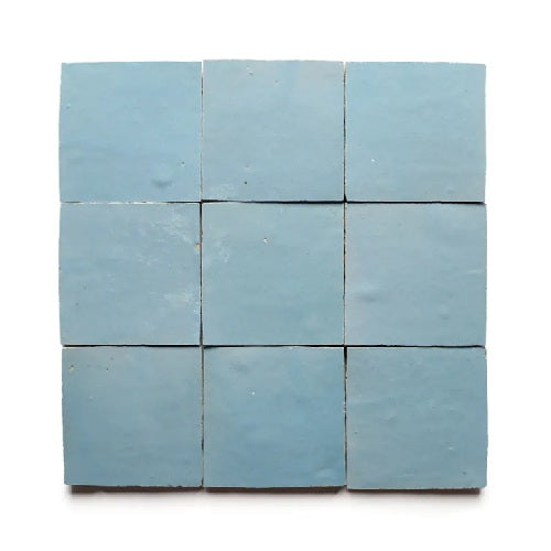 Full Tile Sample - Zellige Skylight Clay Tile - 4" x 4" x 3/8" Glazed