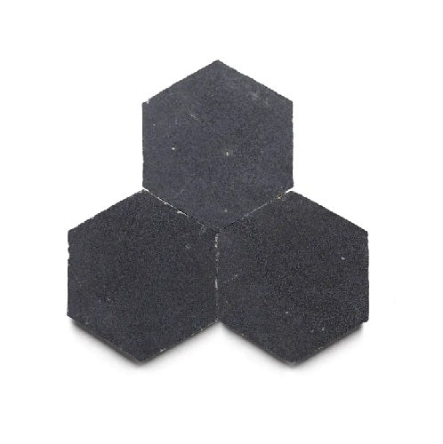 Full Tile Sample - Zellige Slate Gray Clay Tile - 3.5" x 4" Hexagon x 3/8" Glazed
