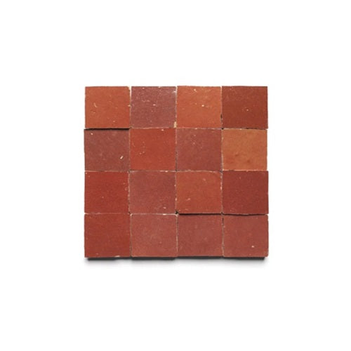 Full Tile Sample - Zellige Terra Rosa Clay Tile - 2" x 2" x 3/8" Glazed